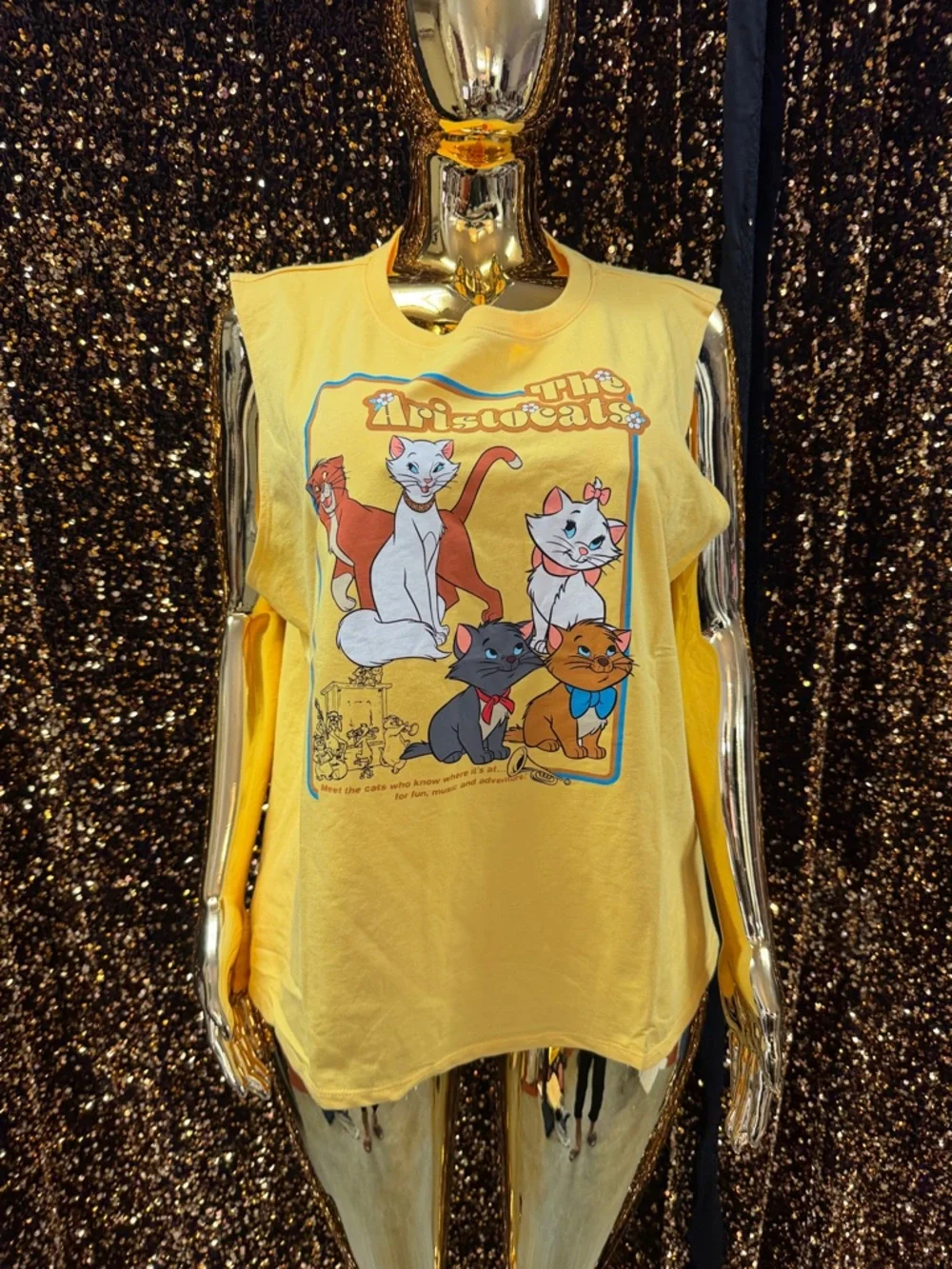Disney Yellow Aristocats Graphic Cat Tee sizes large y xlarge